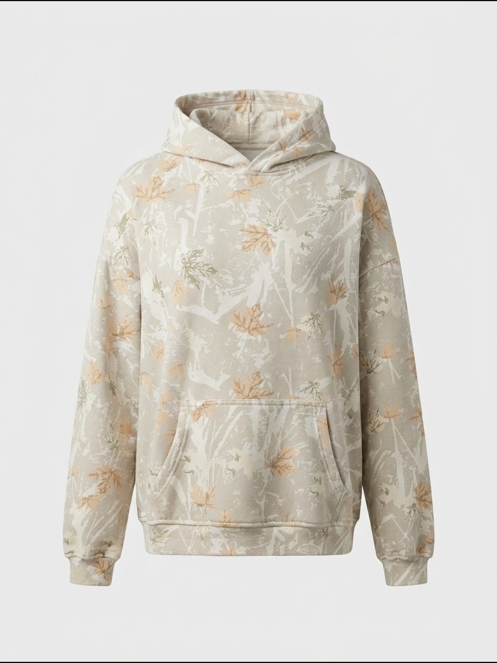 Women's Beige Floral Hoodie Sweatshirt